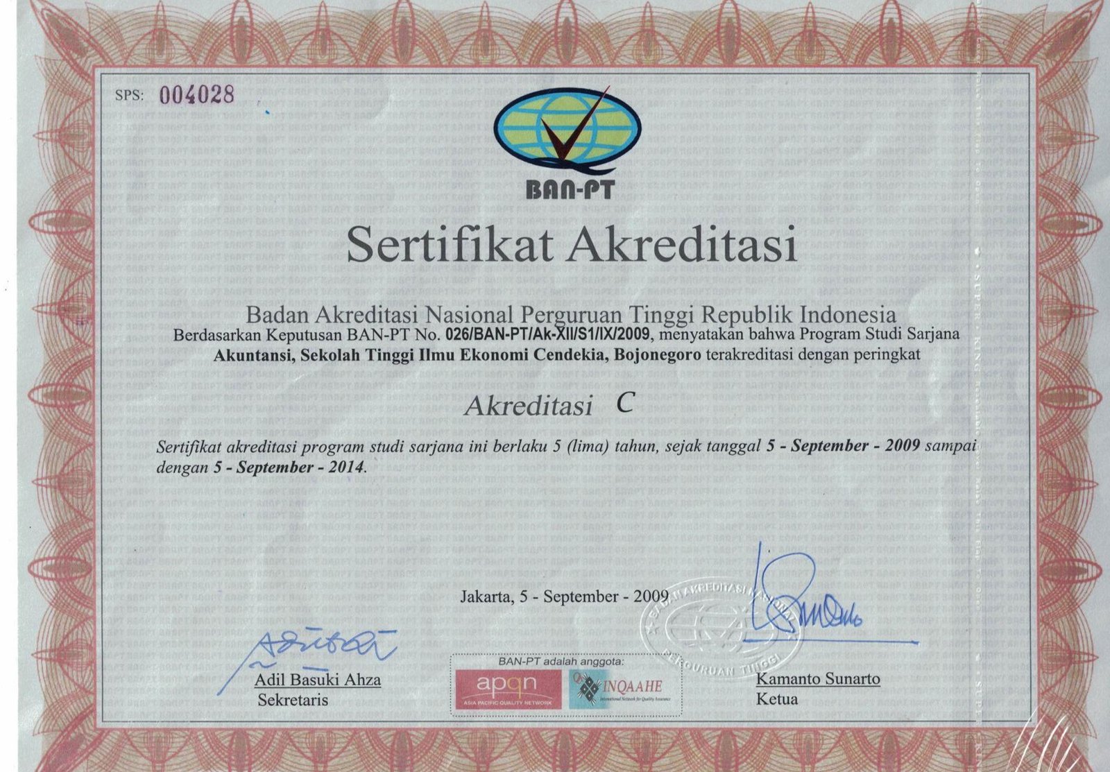 Sertifikat Akreditasi C