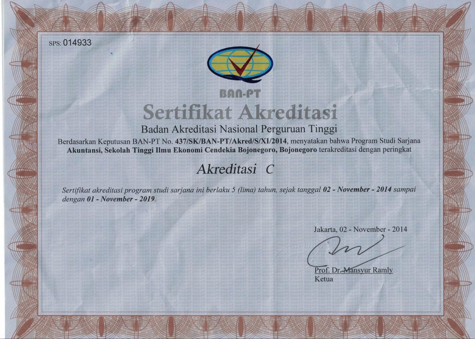 Sertifikat Akreditasi C