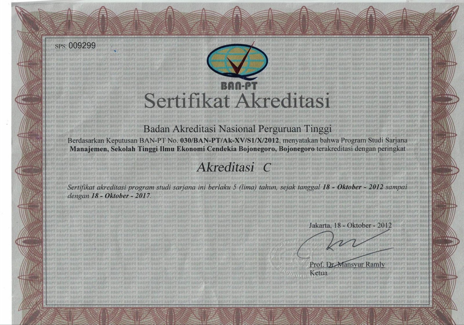 Sertifikat Akreditasi C