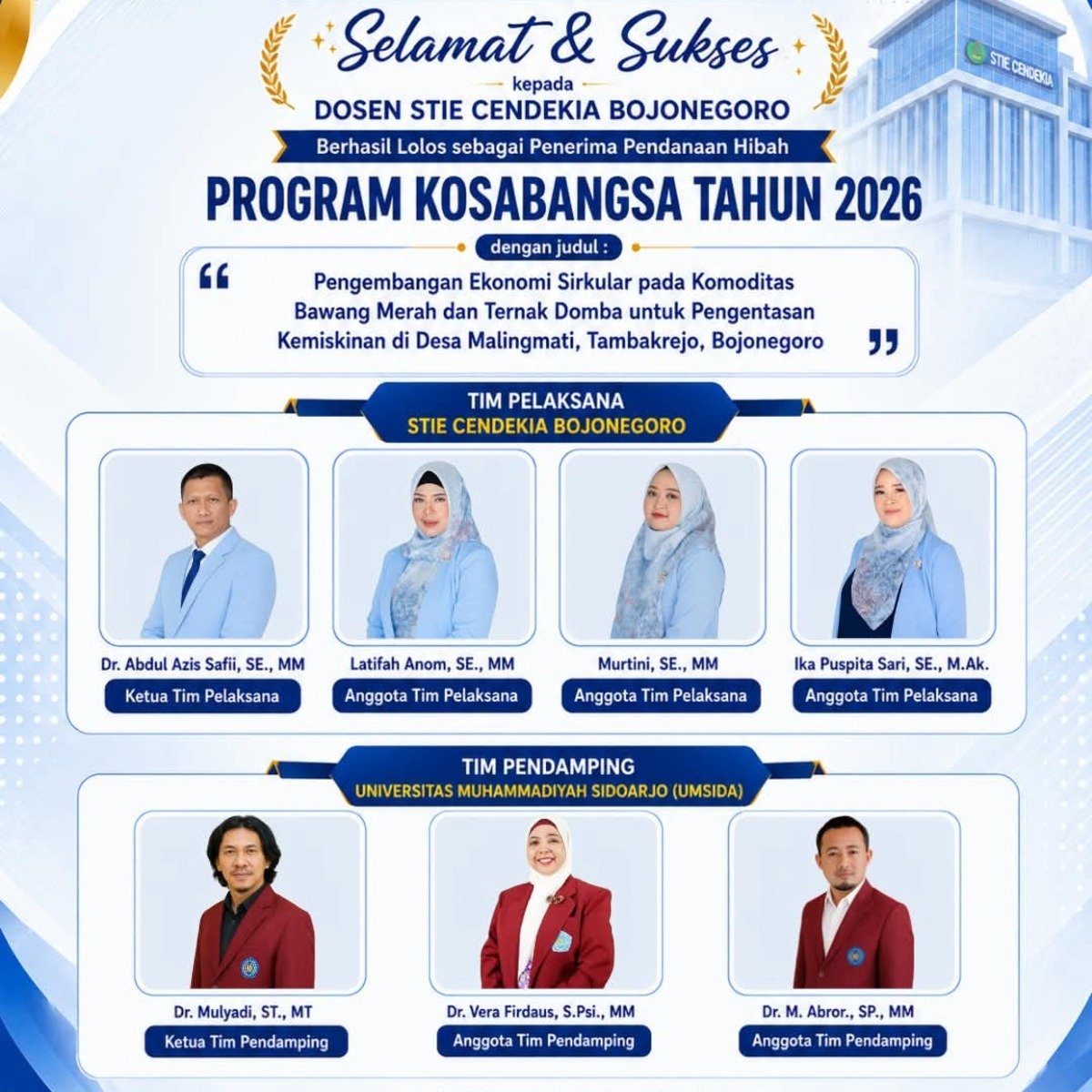 Dosen STIE Cendekia Bojonegoro Lolos Pendanaan Hibah Program Kosabangsa 2026