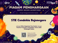 Tax Center STIE Cendekia Bojonegoro berhasil meraih Penghargaan Mitra Organisasi Tax Center dengan jumlah peserta terbanyak kedua dalam FunTaxTic Competition 2025